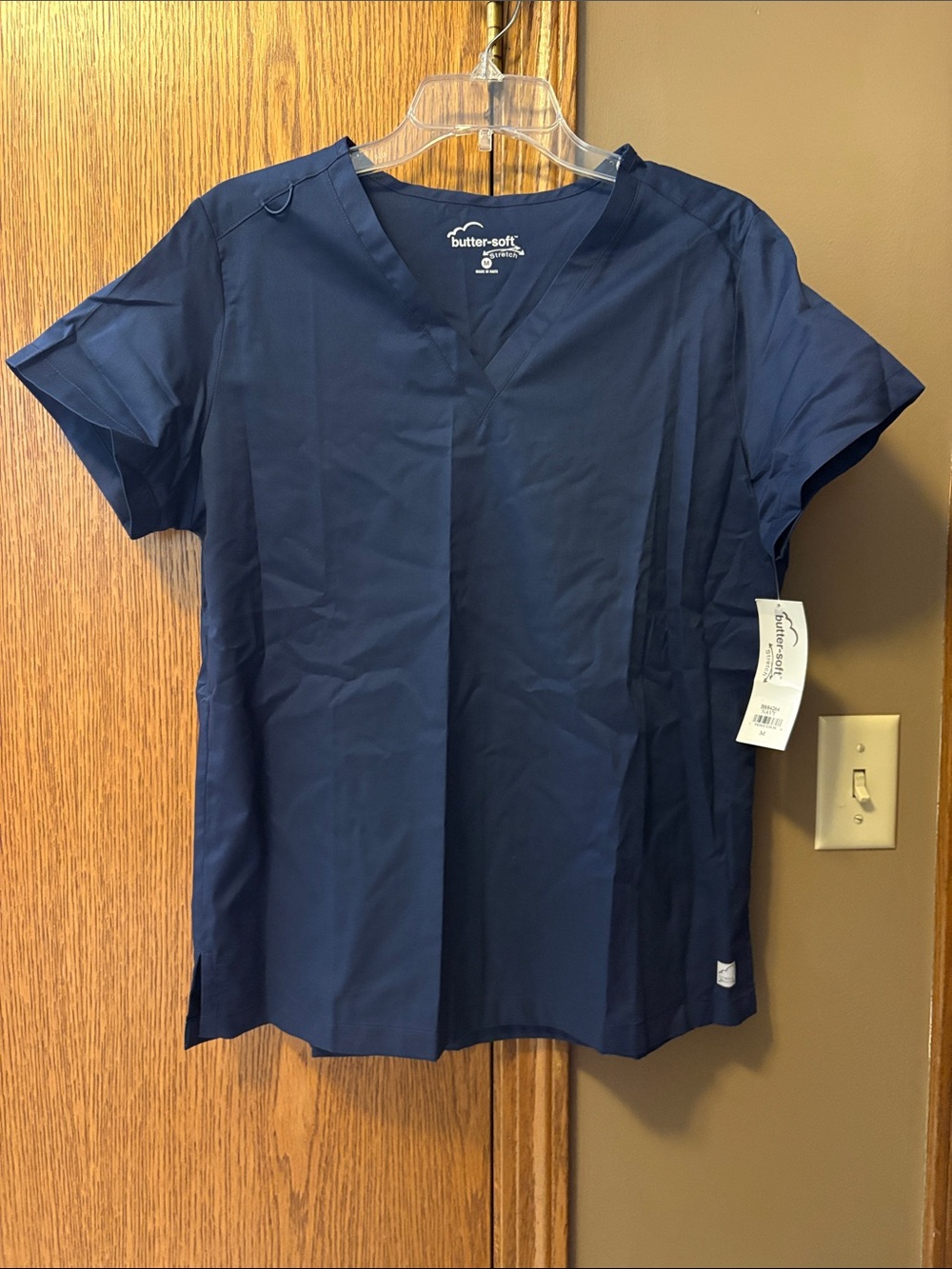 butter-soft navy blue V-Neck Short Sleeve Scrub Top